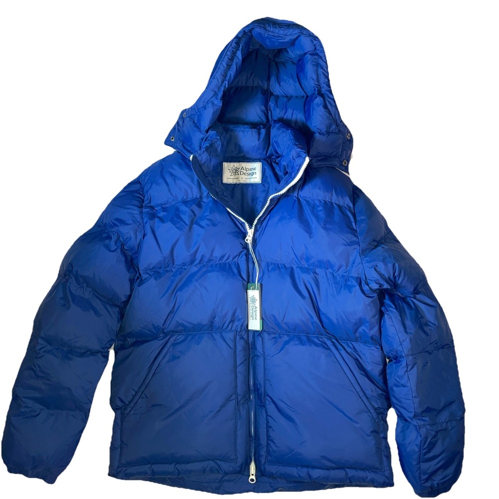 NWT Alpine Design Puffer Jacket Men's Medium Space Blue Outdoor Hooded Full Zip